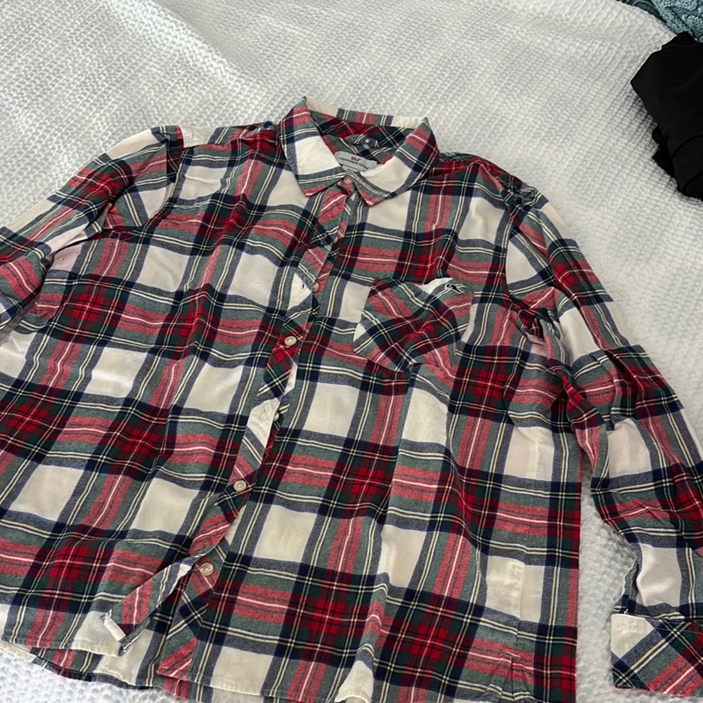 Vineyard Vines Women’s - Red, Blue, White and Green Flannel Shirt
